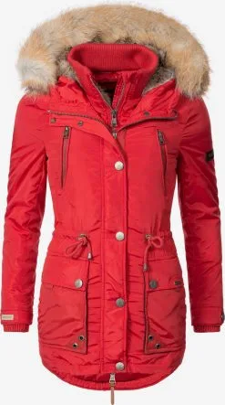 Marikoo Parkas Winterparka Grinsekatze Dames Rood -Marikoo Winkel f60303679228a48ae25b08bed327dde4